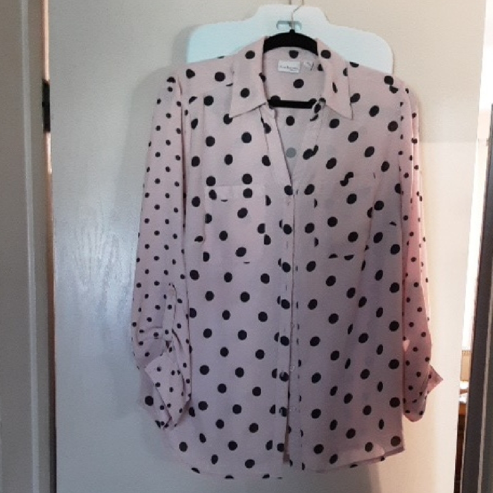 Polka Dot Blouse - Pink and Black